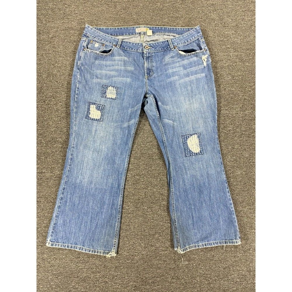 VINTAGE Old Navy Jeans Plus Size Womens 24 Regular Blue Denim Low Waist Flare